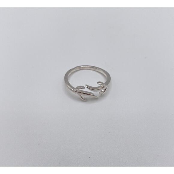 Silver Antler Adjustable Ring Nature Inspired Deer Horn Design Size 6.5 - Picture 3 of 3